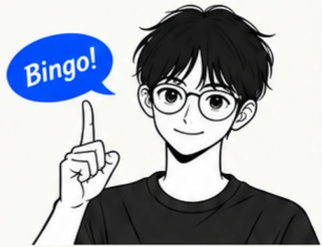 Luca 漫画人物与 Bingo 气泡
